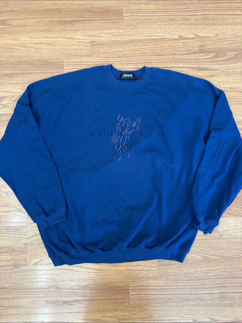 Ashworth Men's Navy Blue Crewneck Sweater with Embroidered Logo
